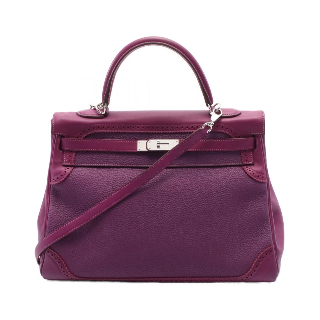 HERMES KELLY GILLIES HANDBAG: HERMES Kelly Gillies Handbag Brand: HERMES Type: Handbag Material: Togo leather × leather × Togo leather / Swift leather Color: Anemone / Purple??ish colors Size: H:25cm x W:35cm x D:12cm