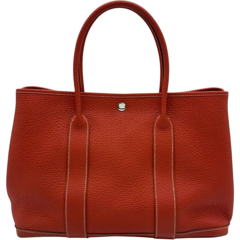 HERMES GARDEN PARTY PM HANDBAG: HERMES Garden party PM Handbag Brand: HERMES Type: Handbag Material: Negonda Color: Sanguine SilverHardware Size: W14.2 x H10.2x D6.3inch Accessories: None Accessories Notice: When purchasing