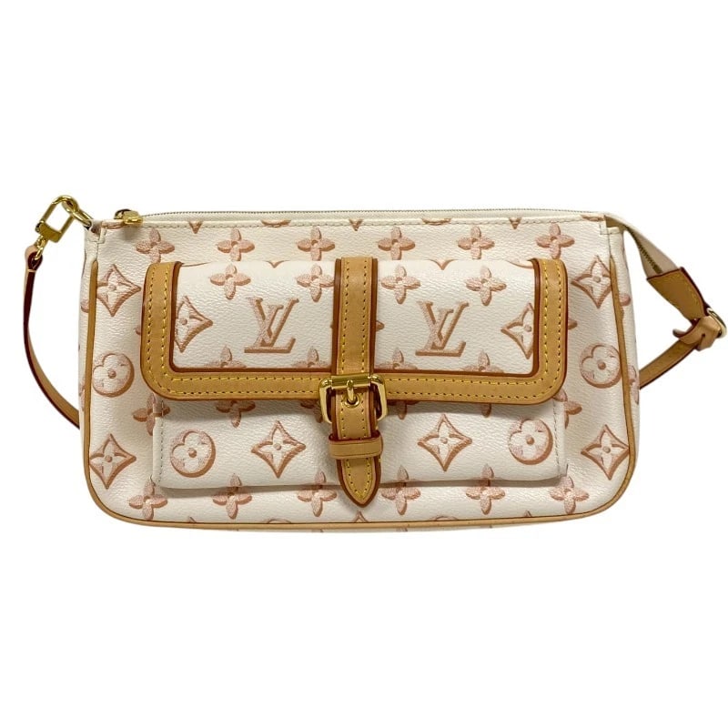 LOUIS VUITTON POCHETTE ACCESSORIES SHOULDER BAG: LOUIS VUITTON Pochette Accessories Shoulder Bag Brand: LOUIS VUITTON Type: Shoulder Bag Material: Monogram canvas Color: Beige Gold Hardware Size: W10.0 x H5.5x D2.0inch Shoulder:19.3inch Accesso