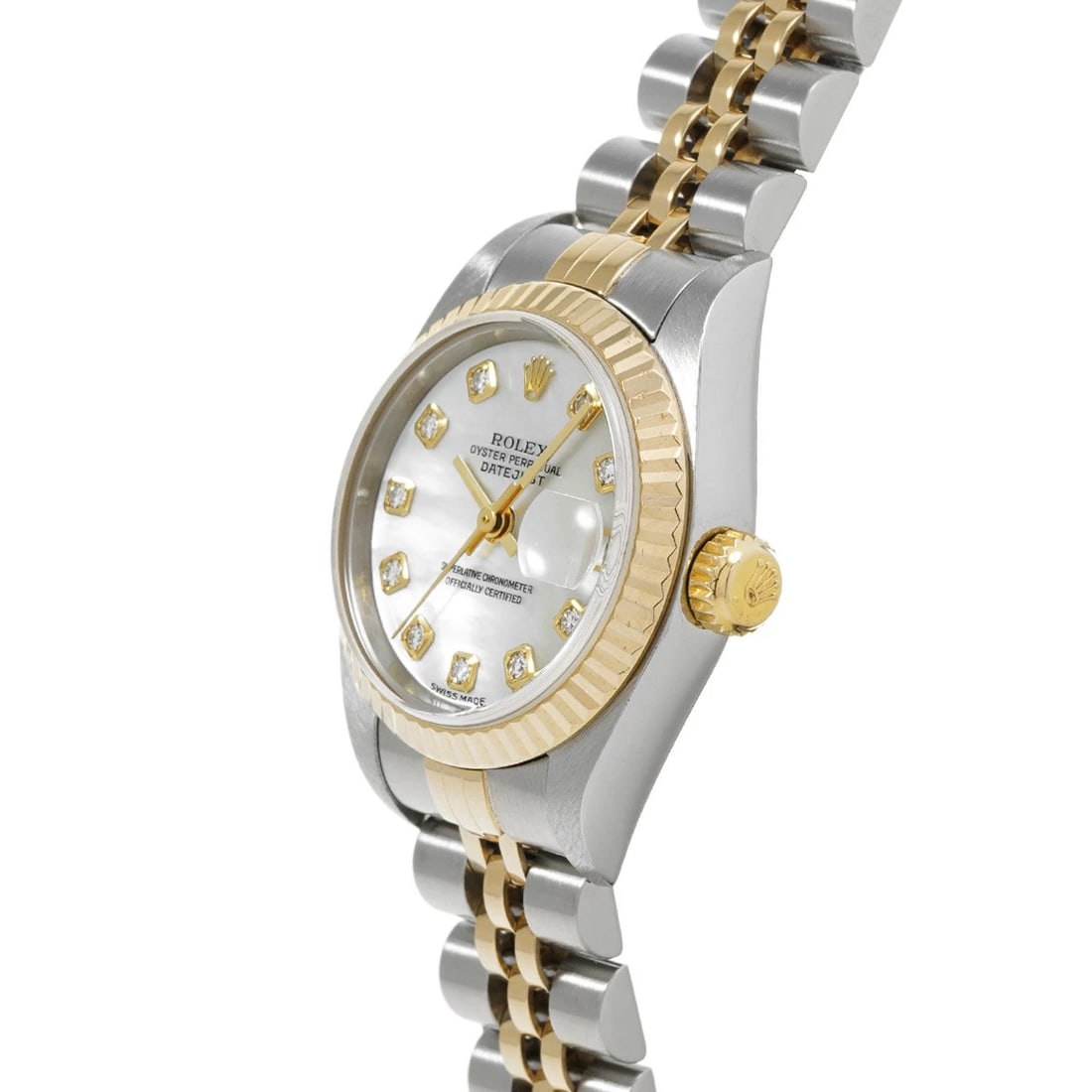ROLEX DATEJUST WHITE SHELL DIAMOND WATCH - 2