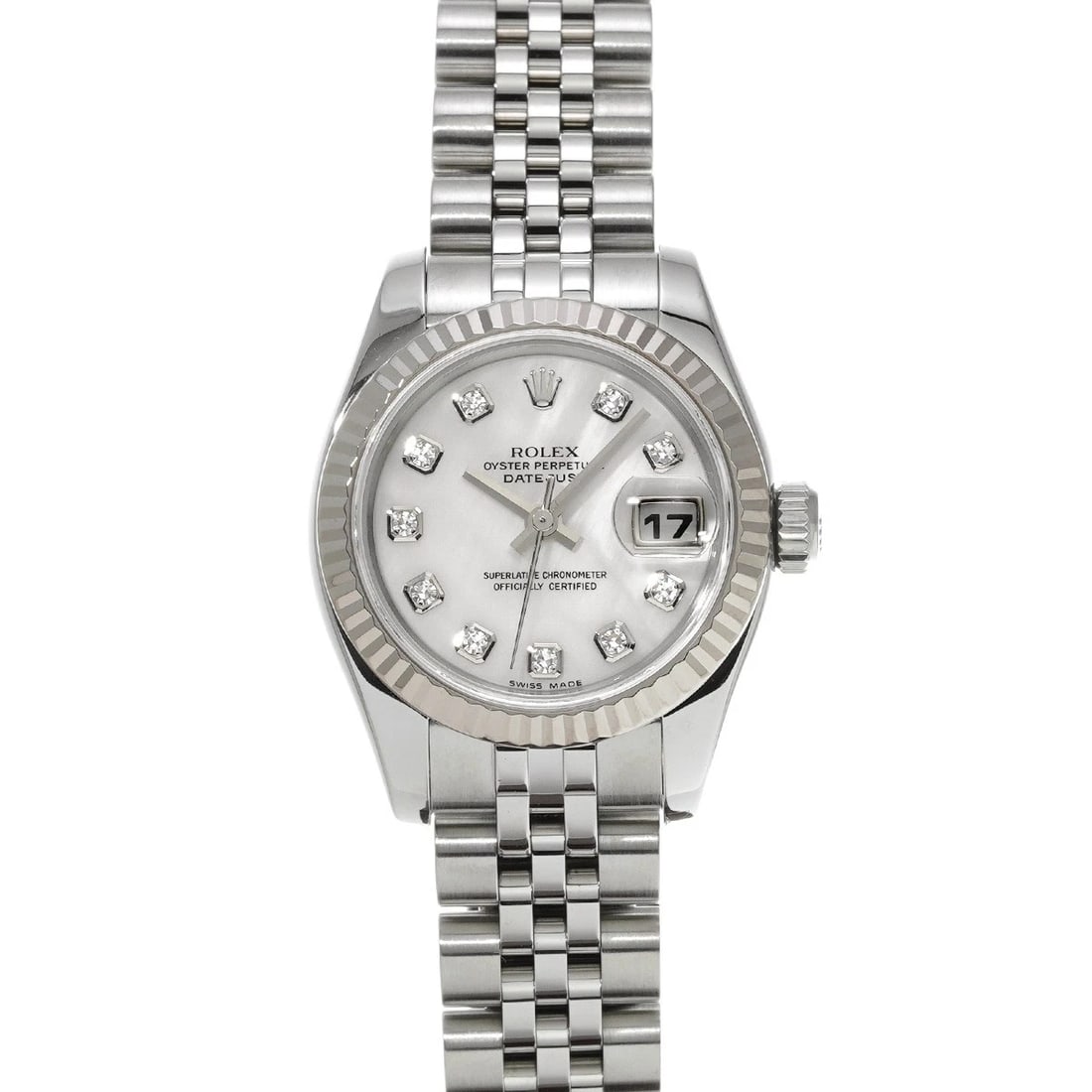 ROLEX DATEJUST WHITE SHELL DIAMOND WATCH: ROLEX Datejust White shell diamond Watch Brand: ROLEX Type: Wristwatch Material: Band Material Stainless steel, Case Material Stainless steel Color: Dial Color White shell/diamond Size: ??Case? H/