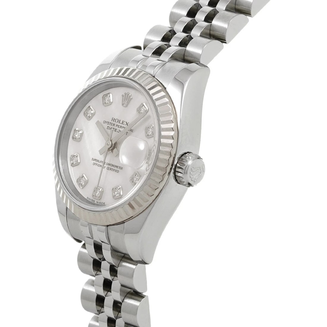 ROLEX DATEJUST WHITE SHELL DIAMOND WATCH - 2