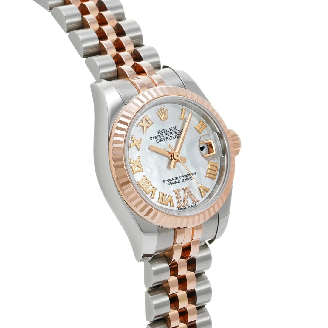 ROLEX DATEJUST WHITE SHELL DIALMOND WATCH - 3