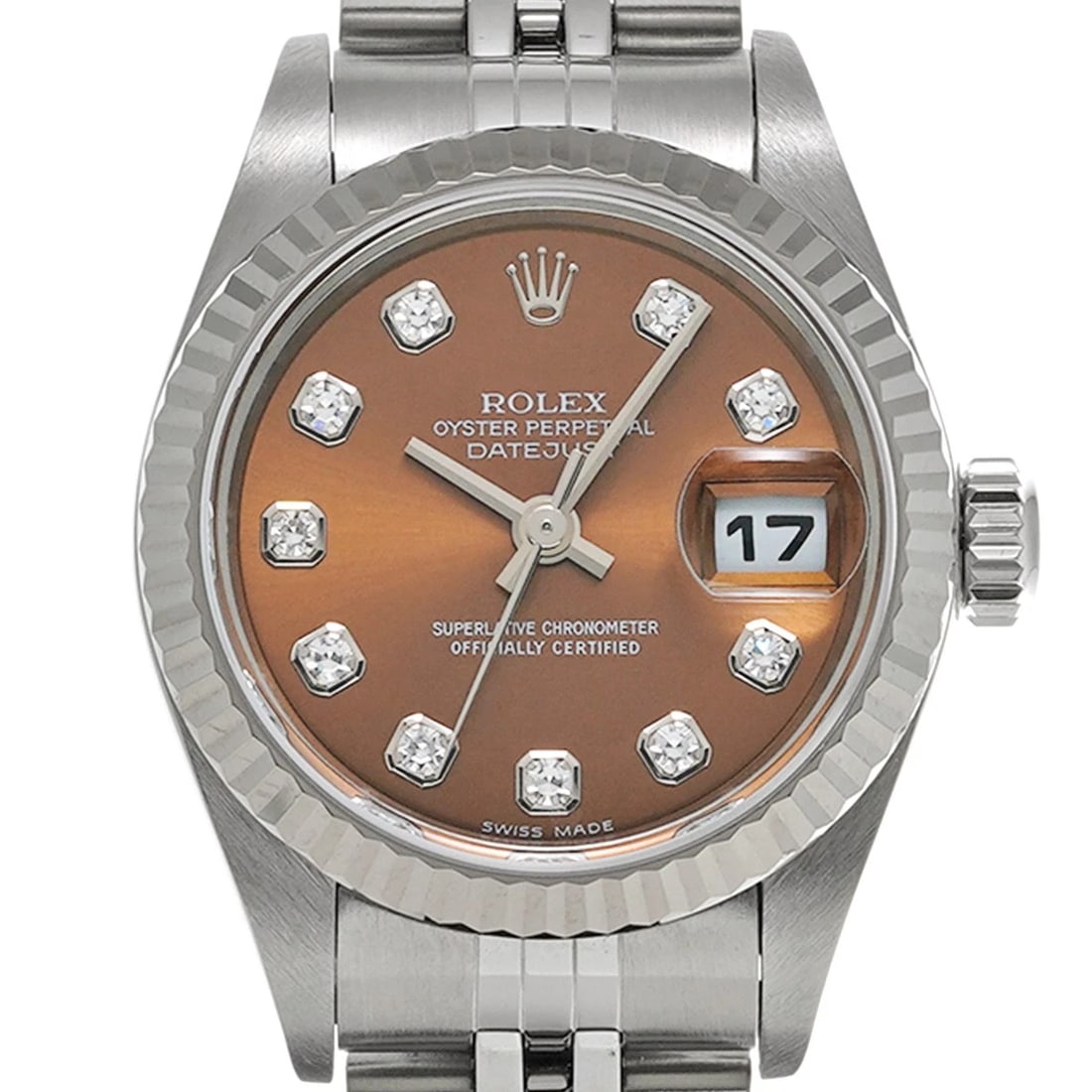 ROLEX DATEJUST PINK DIAMOND WATCH - 4