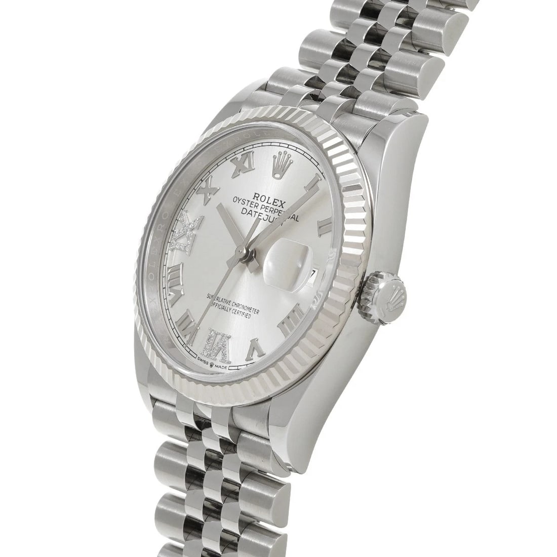 ROLEX DATEJUST SILVER DIAMOND WATCH - 2