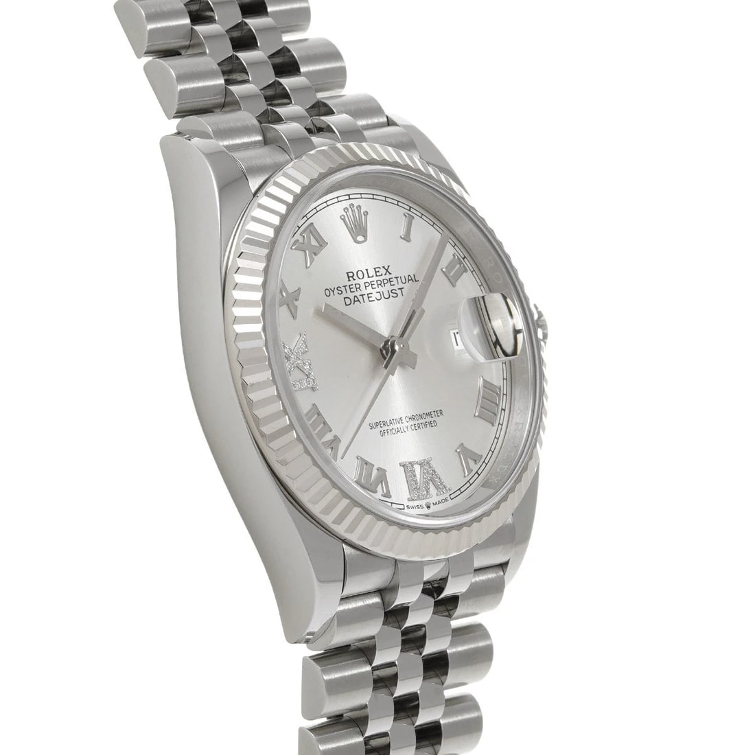 ROLEX DATEJUST SILVER DIAMOND WATCH - 3