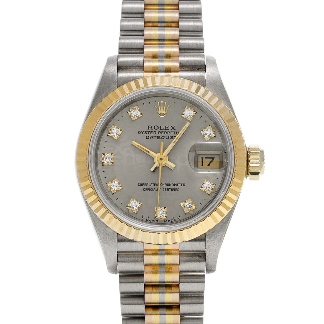 ROLEX DATEJUST TRIDOR GRAY COMPUTER WATCH: ROLEX Datejust Tridor Gray computer Watch Brand: ROLEX Type: Wristwatch Material: Band Material toridor, Case Material White gold Color: Dial Color Gray computer Size: ??Case? H/about 26mm