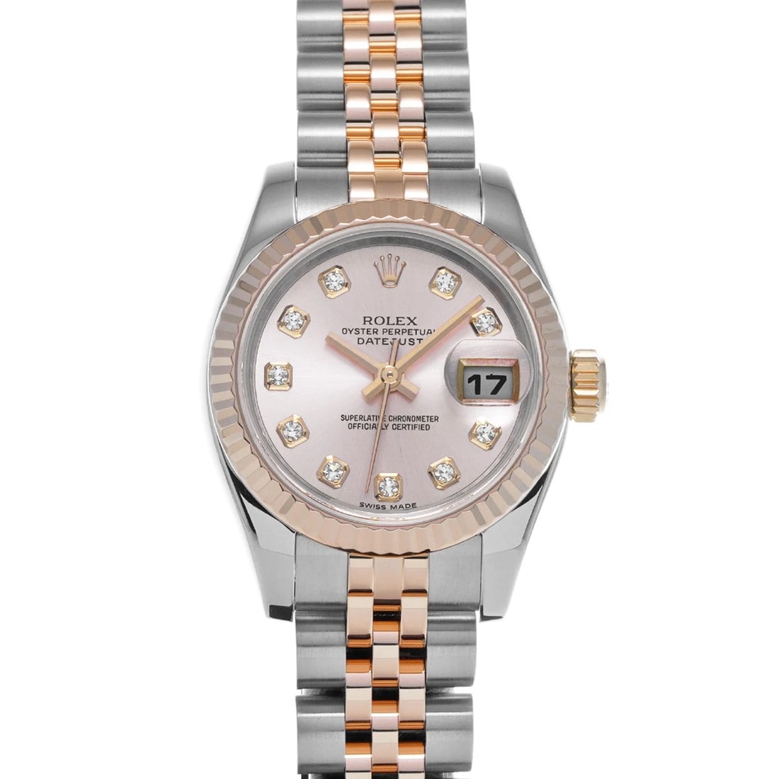 ROLEX DATEJUST PINK DIAMOND WATCH: ROLEX Datejust pink diamond Watch Brand: ROLEX Type: Wristwatch Material: Band Material Stainless steel/Everrose gold, Case Material Stainless steel Color: Dial Color pink/diamond Size: