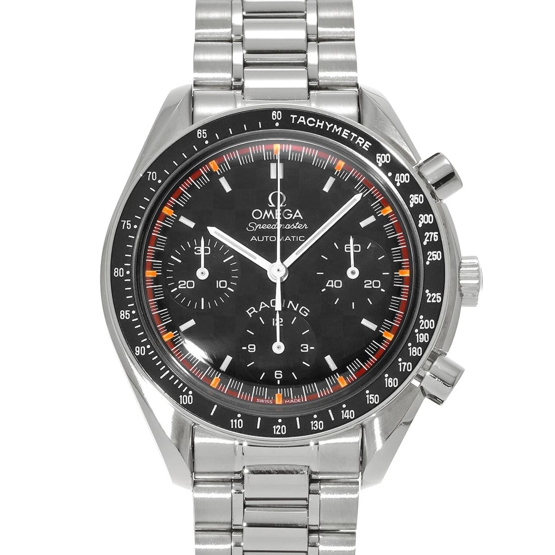 OMEGA SPEEDMASTER BLACK WATCH: OMEGA Speedmaster black Watch Brand: OMEGA Type: Wristwatch Material: Band Material Stainless steel, Case Material Stainless steel Color: Dial Color black Size: ??Case? H/about 39mm W/about