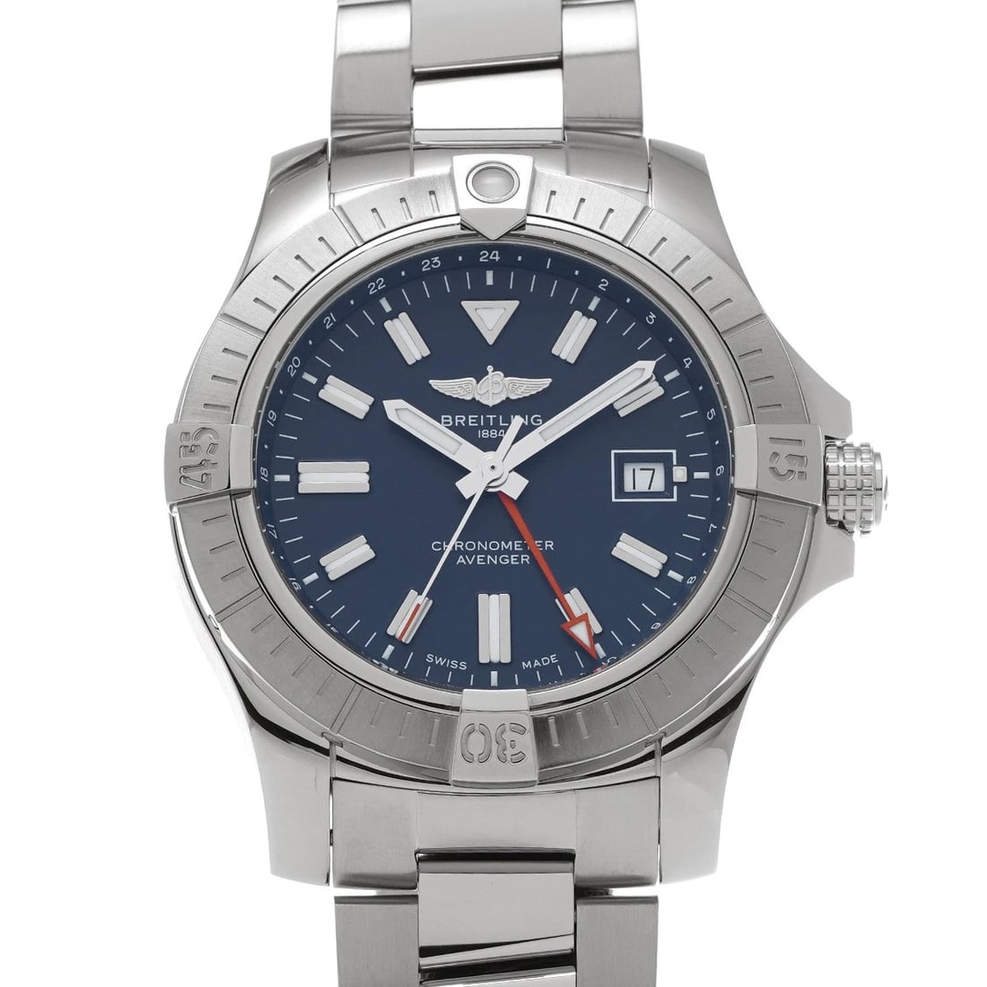 BREITLING AVENGER BLUE WATCH: BREITLING Avenger blue Watch Brand: BREITLING Type: Wristwatch Material: Band Material Stainless steel, Case Material Stainless steel Color: Dial Color blue Size: ??Case? H/about 45mm W/about