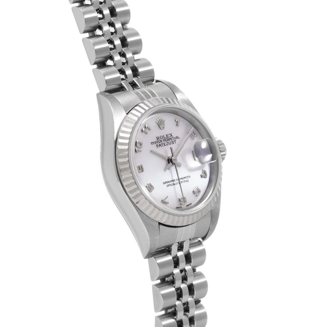 ROLEX DATEJUST WHITE SHELL WATCH - 3