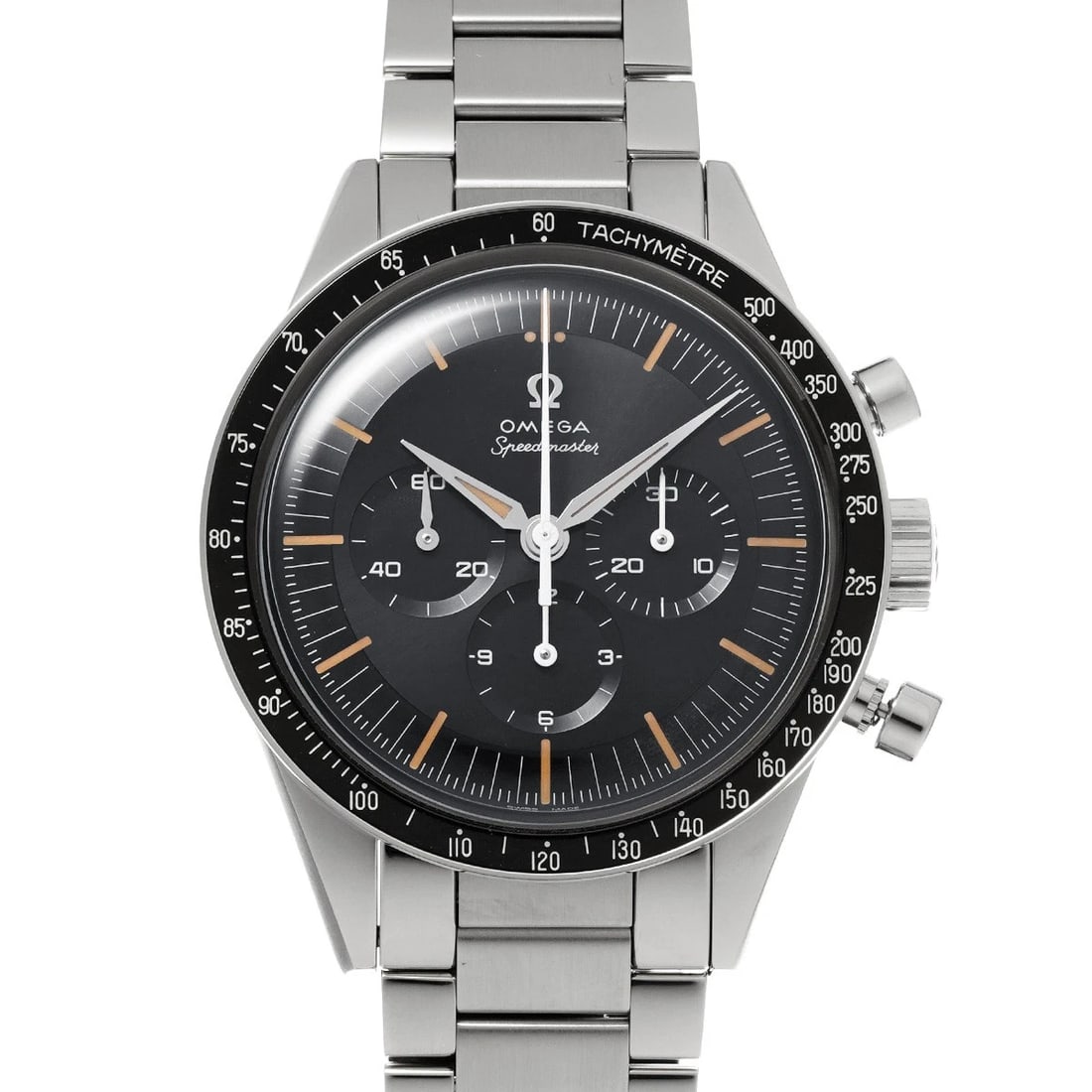 OMEGA SPEEDMASTER CO AXIAL CHRONOMETER: OMEGA Speedmaster Co axial Chronometer Brand: OMEGA Type: Wristwatch Material: Band Material Stainless steel, Case Material Stainless steel Color: Dial Color Gray Blue Size: ??Case? H/about