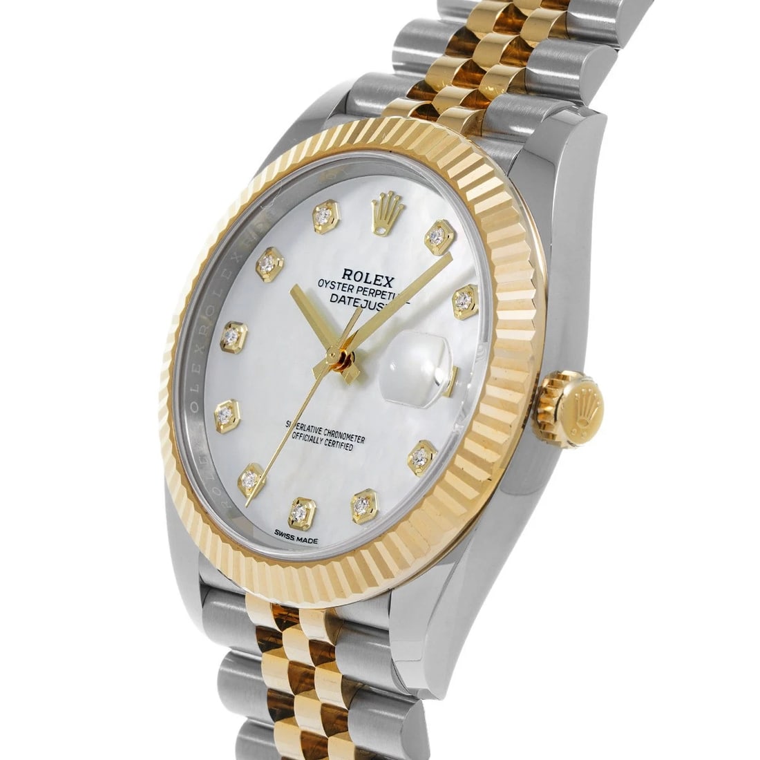 ROLEX DATEJUST WHITE SHELL DIAMOND WATCH - 2