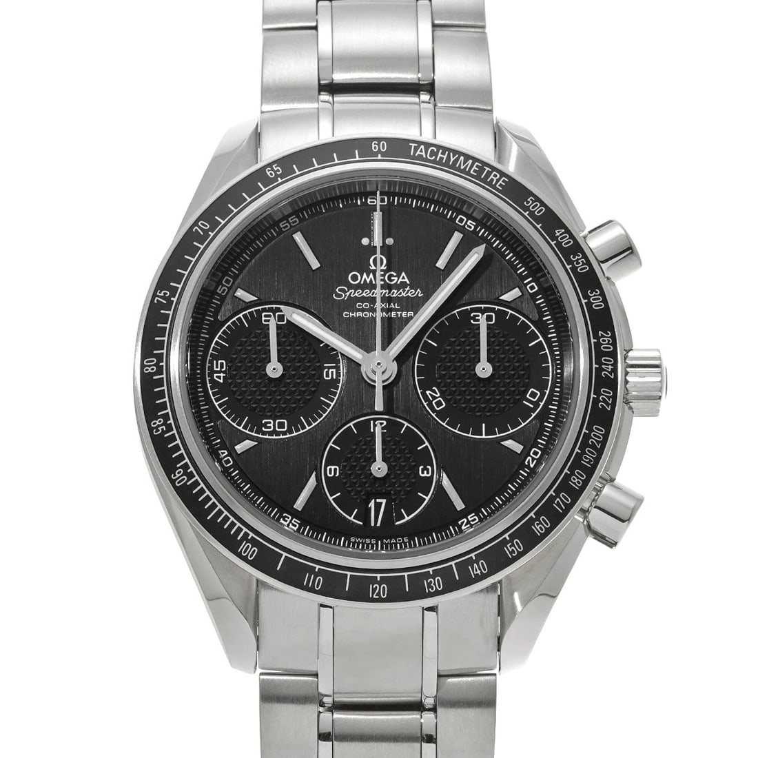 OMEGA SPEEDMASTER CO AXIAL BLACK WATCH: OMEGA Speedmaster Co axial black Watch Brand: OMEGA Type: Wristwatch Material: Band Material Stainless steel, Case Material Stainless steel Color: Dial Color black Size: ??Case? H/about 40mm