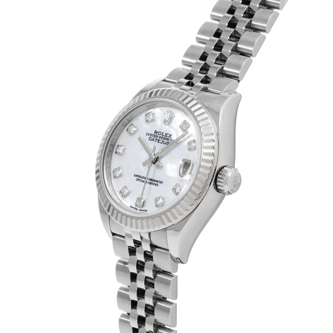 ROLEX DATEJUST WHITE SHELL DIAMOND WATCH - 2