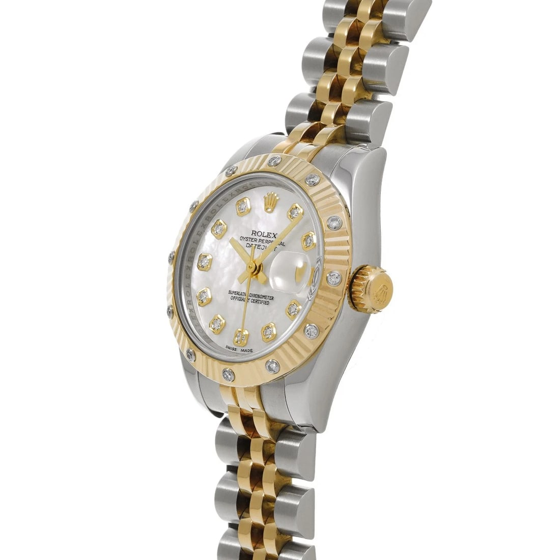ROLEX DATEJUST WHITE SHELL DIAMOND WATCH - 2
