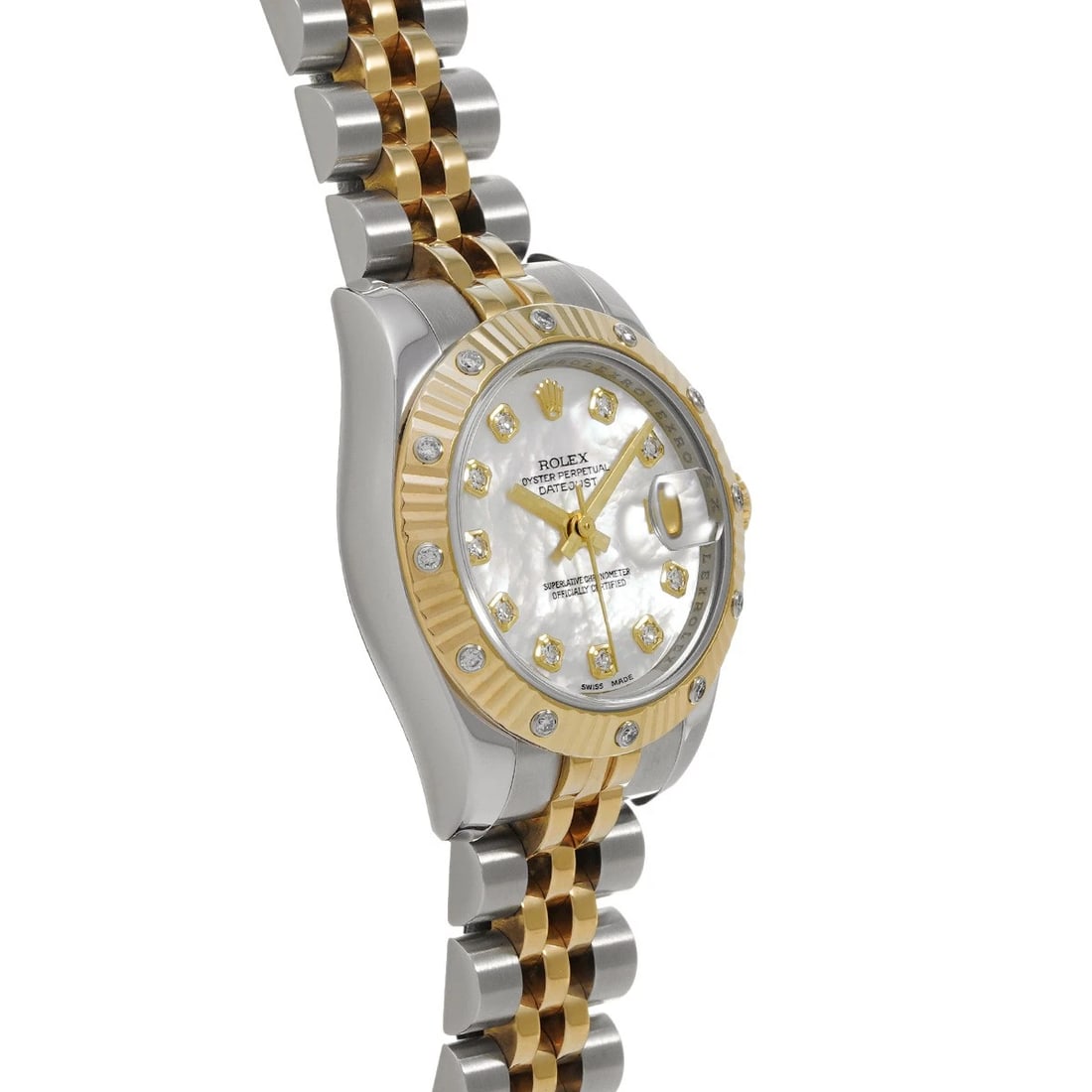 ROLEX DATEJUST WHITE SHELL DIAMOND WATCH - 3