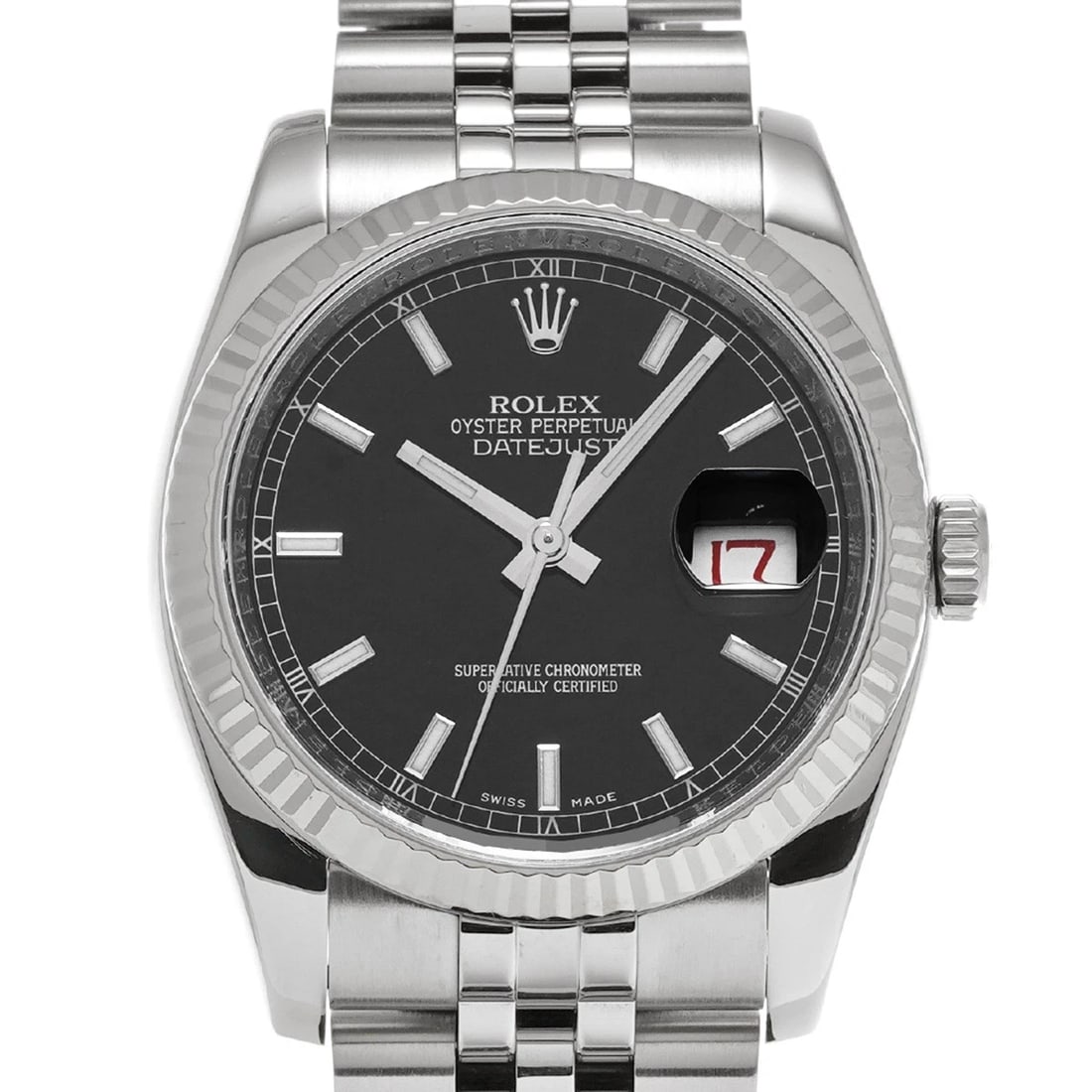 ROLEX DATEJUST BLACK WATCH - 4
