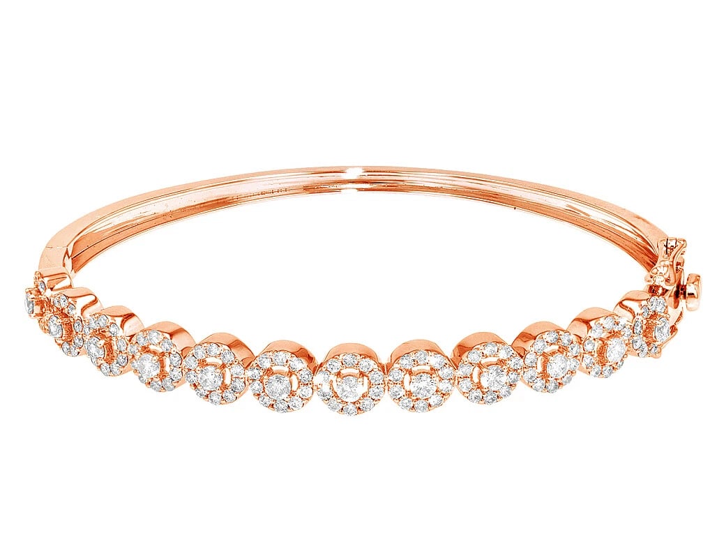 WOHALO BANGLE REAL DIAMOND BRACELET 10K ROSE GOLD: WoHalo Bangle Real Diamond Bracelet 10k Rose Gold Brand: None Type: Bracelet Material: 10k Rose Gold Color: Rose Gold Size: Length 7 in Width 6mmmm Accessories: None Accessories Notice: Wh