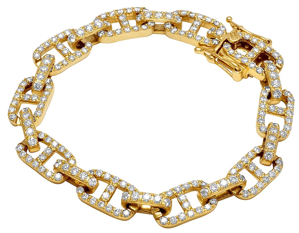 ANCHOR FLAT ROLO LINK REAL DIAMOND BRACELET 10K YELLOW GOLD: Anchor Flat Rolo Link Real Diamond Bracelet 10K Yellow Gold Brand: None Type: Bracelet Material: 10k Yellow Gold Main Stone/Creation Natural Color: Yellow Gold Size: Dimension 10mm, 8.5 inches Len