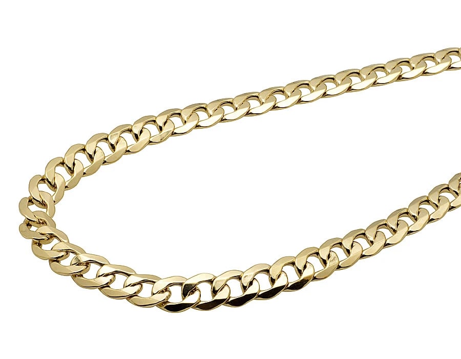 REAL 10K YELLOW GOLD HOLLOW CURB CUBAN LINK CHAIN (1 of 3)