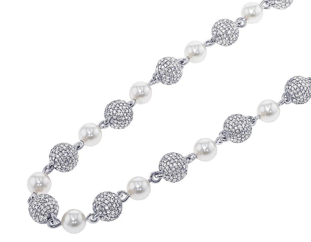 BEADS REAL DIAMOND PEARLS CHAIN NECKLACE (1 of 3)
