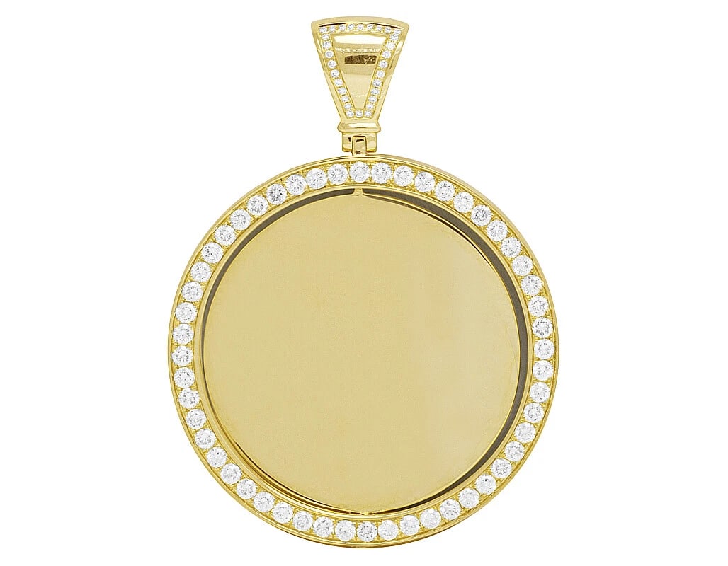 REAL DIAMOND PHOTO MEMORY PENDANT CHARM 10K YELLOW GOLD (1 of 5)