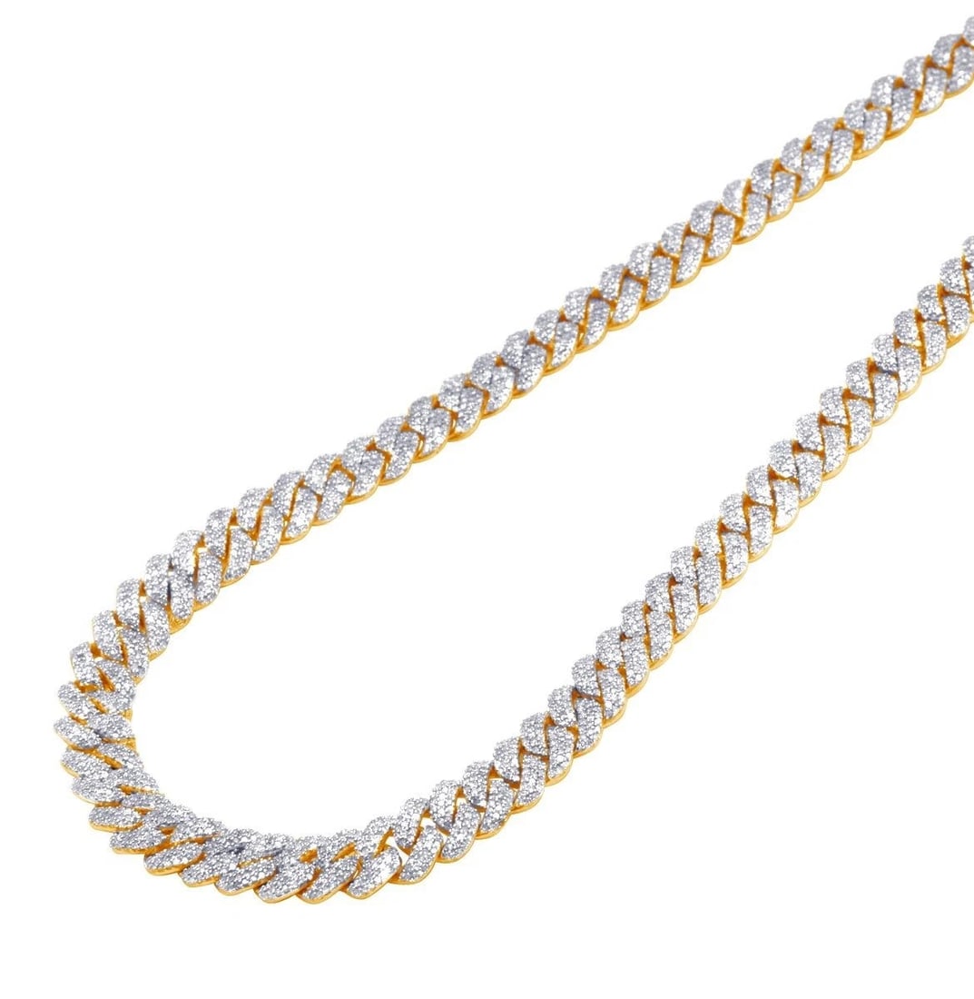 SINGLE ROW DIAMOND MIAMI CUBAN LINK CHAIN NECKLACE YELLOW GOLD (1 of 5)