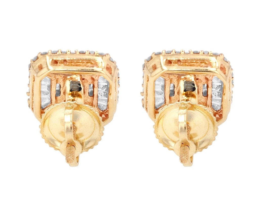 RECTANGULAR CLUSTER BAGUETTE REAL DIAMOND STUD EARRINGS - 4