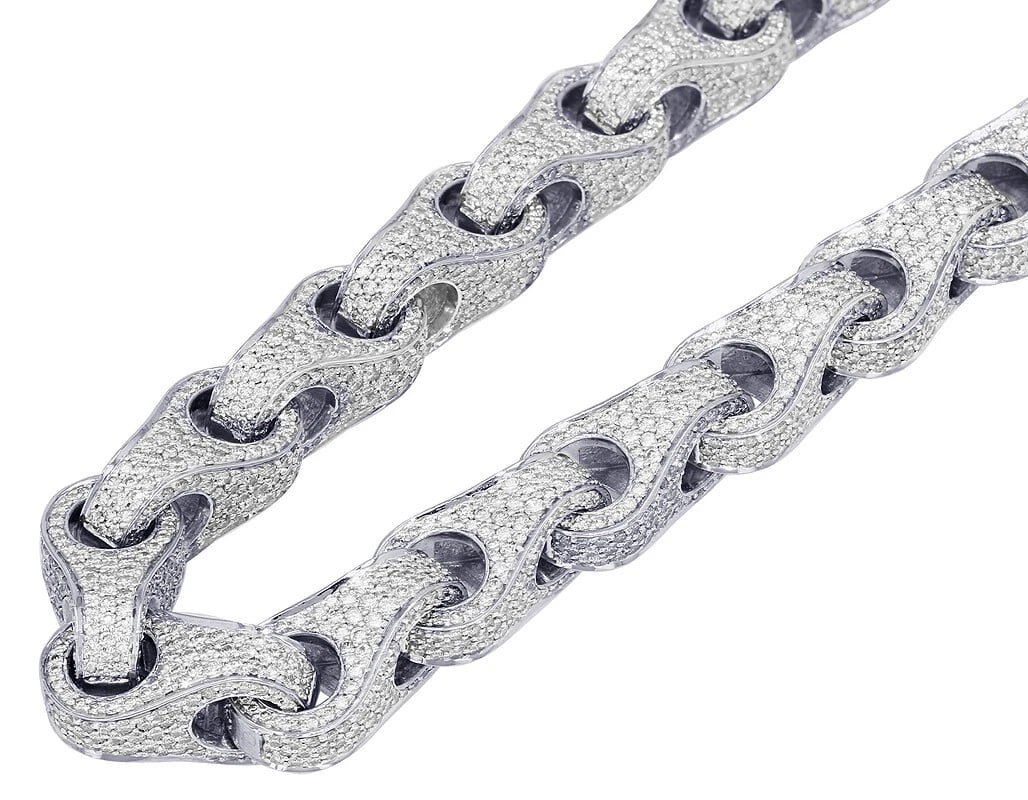 ANCHOR LINK REAL DIAMOND NECKLACE 10K WHITE GOLD (1 of 3)