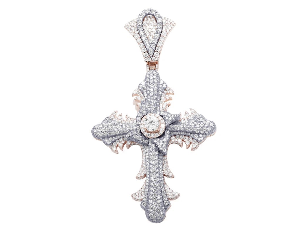 SOLITAIRE REAL DIAMOND CROSS PENDANT (1 of 2)