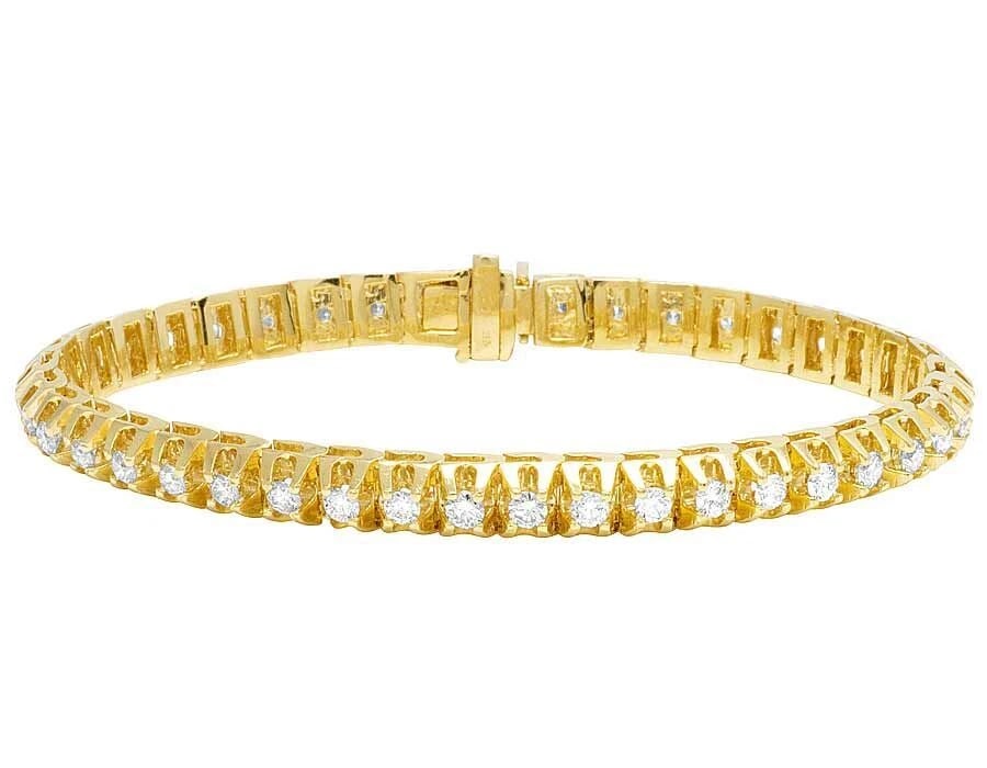 14K YELLOW GOLD REAL DIAMOND TENNIS BRACELET: 14K Yellow Gold Real Diamond Tennis Bracelet Brand: None Type: Bracelet Material: 14k Yellow Gold Main Stone/Creation Natural Color: Yellow Gold Size: Dimension 7MM, 8" Accessories: None A