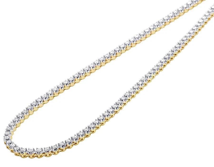 1 ROW 7 POINTER SOLITAIRE REAL DIAMOND TENNIS NECKLACE: 1 Row 7 Pointer Solitaire Real Diamond Tennis Necklace Brand: None Type: Necklace Material: 10k Yellow-White Gold Main Stone/Creation Natural Color: Yellow Gold Size: Necklace Length 16" - 30" Wid