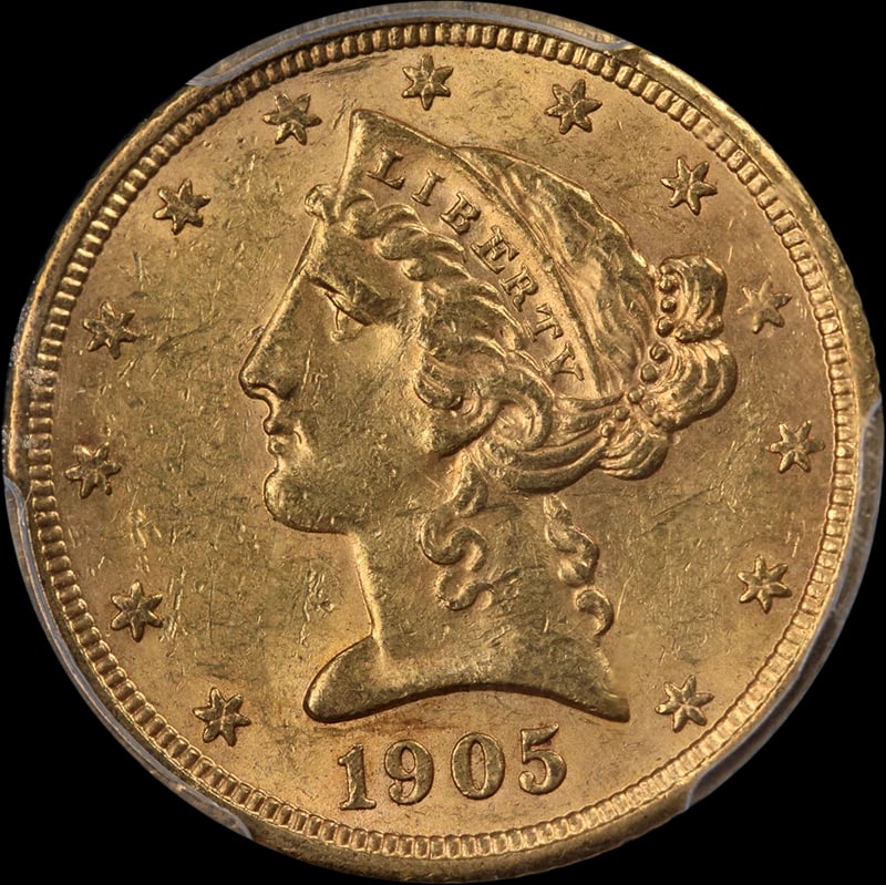 1905-S LIBERTY GOLD $5 NICE EYE APPEAL NICE STRIKE: 1905-S Liberty Gold $5 Nice Eye Appeal Nice Strike Year: 1905 Fineness: 0.9 Composition: Gold Denomination: $5 Country of Origin: United States Accessories: None Accessories Notice: When