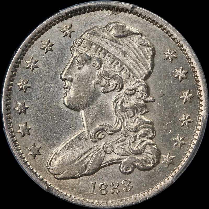 1833 BUST QUARTER AU DETAILS GREAT EYE APPEAL STRONG STRIKE: 1833 Bust Quarter AU Details Great Eye Appeal Strong Strike Year: 1833 Fineness: 0.9 Composition: Silver Denomination: None Country of Origin: United States Accessories: None Accessories N