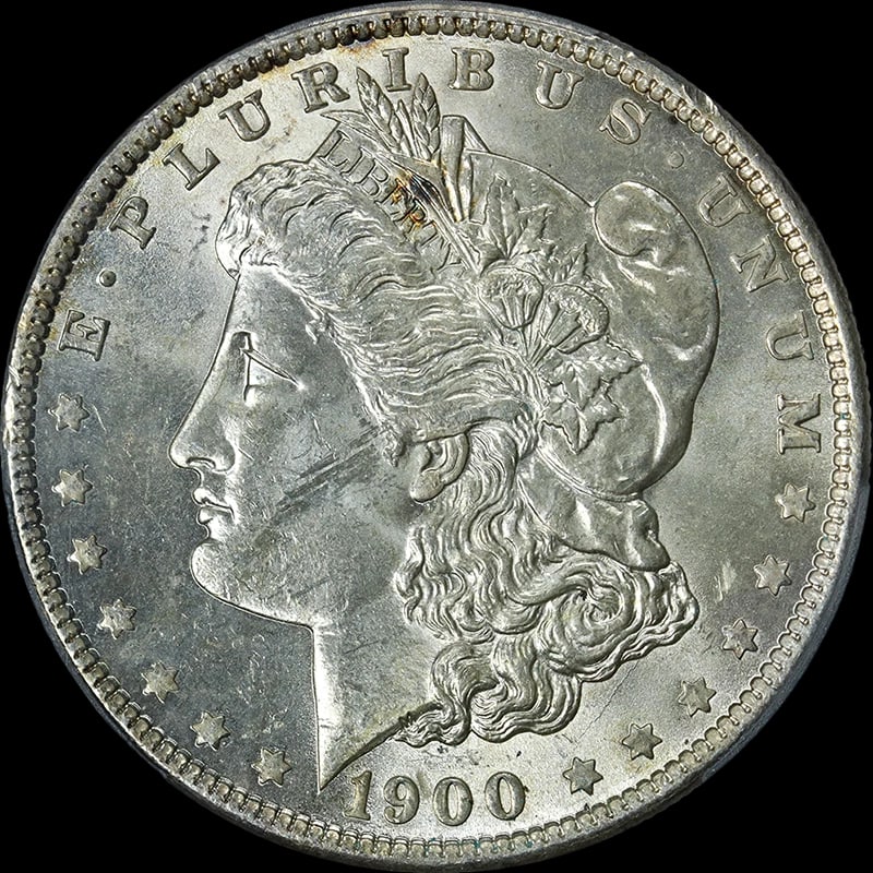 1900-O/CC MORGAN SILVER DOLLAR: 1900-O/CC Morgan Silver Dollar Year: 1900 Fineness: 0.9 Composition: Silver Denomination: None Country of Origin: United States Accessories: None Accessories Notice: When purchasing pre-ow