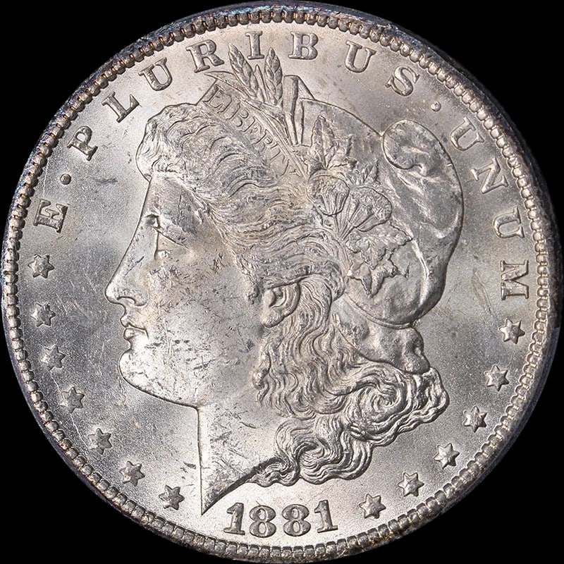 1881-CC MORGAN SILVER DOLLAR: 1881-CC Morgan Silver Dollar Year: 1881 Fineness: 0.9 Composition: Silver Denomination: None Country of Origin: United States Accessories: None Accessories Notice: When purchasing pre-owned