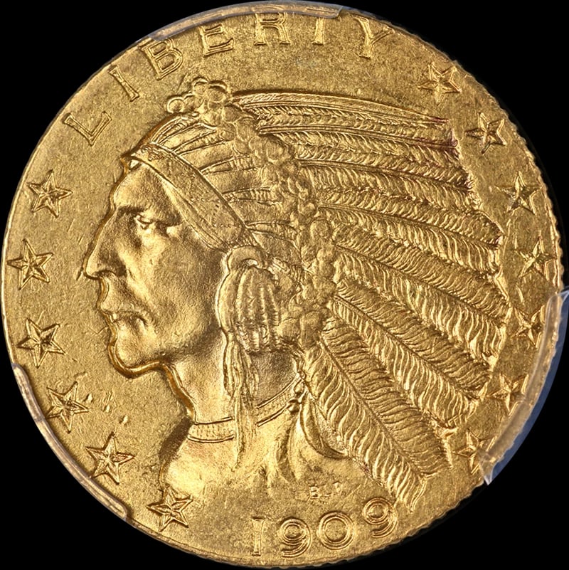 1909-P INDIAN GOLD $5: 1909-P Indian Gold $5 Year: 1909 Fineness: None Composition: Gold Denomination: $5 Country of Origin: United States Accessories: None Accessories Notice: When purchasing pre-owned goods,