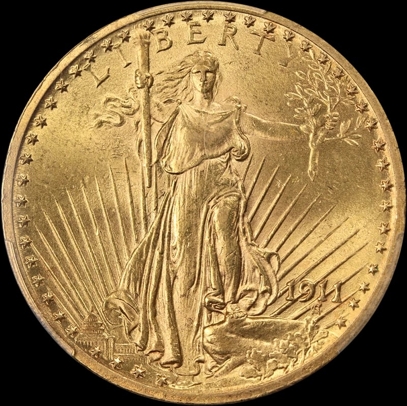 1911-P SAINT-GAUDENS GOLD $20: 1911-P Saint-Gaudens Gold $20 Year: 1911 Fineness: 0.9 Composition: Gold Denomination: $20 Country of Origin: United States Accessories: None Accessories Notice: When purchasing pre-owned