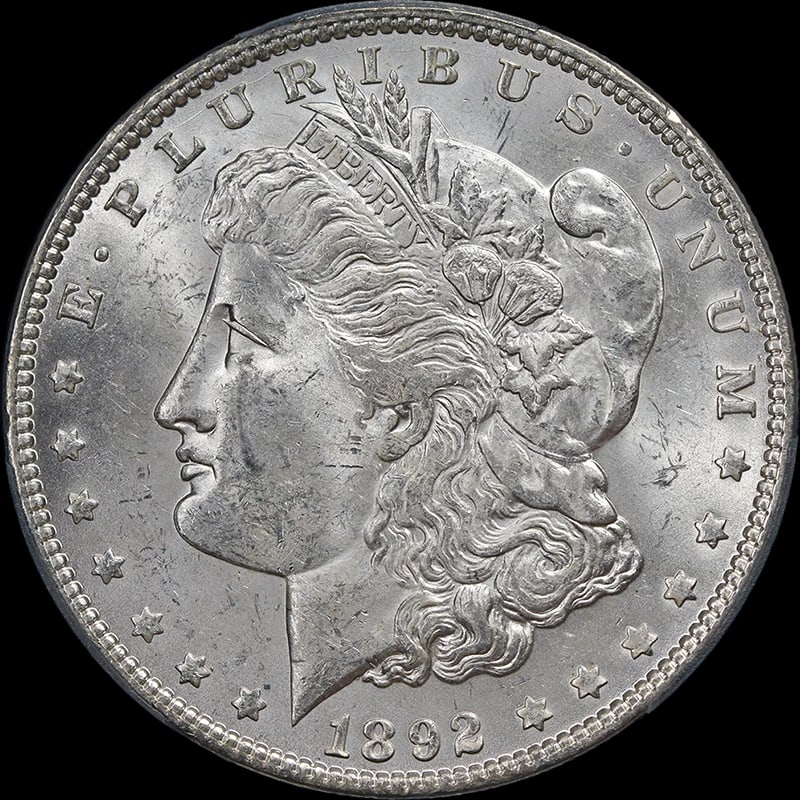 1892-P MORGAN SILVER DOLLAR NICE EYE APPEAL NICE STRIKE: 1892-P Morgan Silver Dollar Nice Eye Appeal Nice Strike Year: 1892 Fineness: 0.9 Composition: Silver Denomination: None Country of Origin: United States Accessories: None Accessories Notic