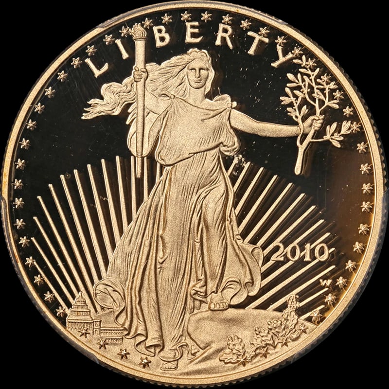 2010-W GOLD AMERICAN EAGLE $50: 2010-W Gold American Eagle $50 Year: 2010 Fineness: None Composition: Gold Denomination: $50 Country of Origin: United States Accessories: None Accessories Notice: When purchasing pre-owne