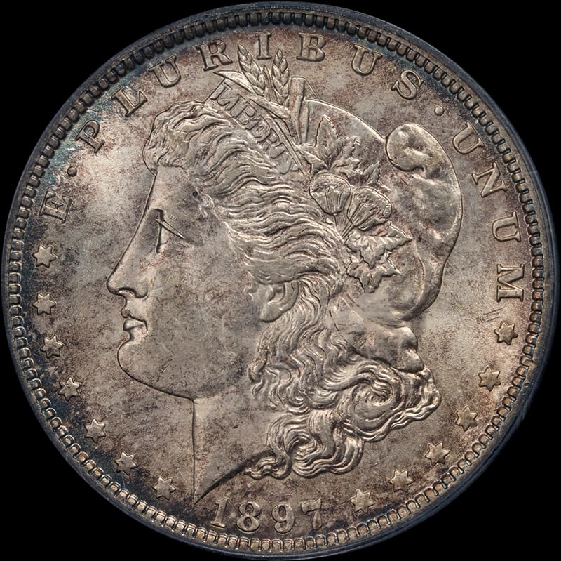 1897-O MORGAN SILVER DOLLAR: 1897-O Morgan Silver Dollar Year: 1897 Fineness: 0.9 Composition: Silver Denomination: None Country of Origin: United States Accessories: None Accessories Notice: When purchasing pre-owned