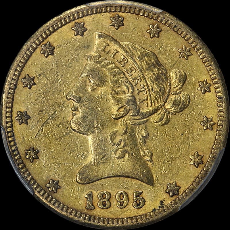 1895-O LIBERTY GOLD $10 AU50: 1895-O Liberty Gold $10 AU50 Year: 1895 Fineness: 0.9 Composition: Gold Denomination: $10 Country of Origin: United States Accessories: None Accessories Notice: When purchasing pre-owned