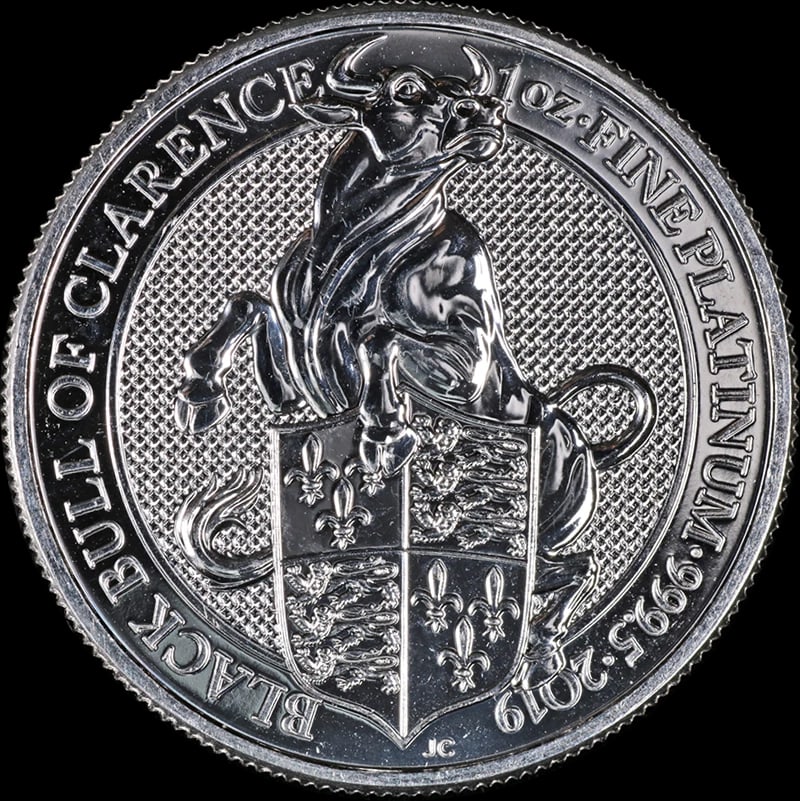 2019 GREAT BRITAIN PLATINUM QUEEN'S BEASTS: 2019 Great Britain Platinum Queen's Beasts Year: 2019 Fineness: 0.9995 Composition: Platinum Denomination: None Country of Origin: United Kingdom Accessories: None Accessories Notice: When