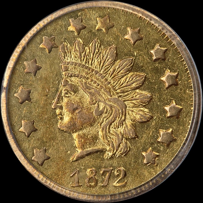 1872 CALIFORNIA GOLD $1: 1872 California Gold $1 Year: 1872 Fineness: 0.9 Composition: Gold Denomination: $1 Country of Origin: United States Accessories: None Accessories Notice: When purchasing pre-owned goods,