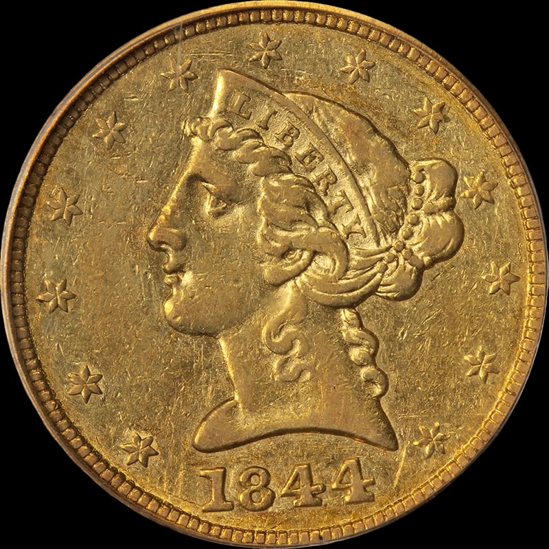 1844-P LIBERTY GOLD $5 NO MOTTO (1 of 2)