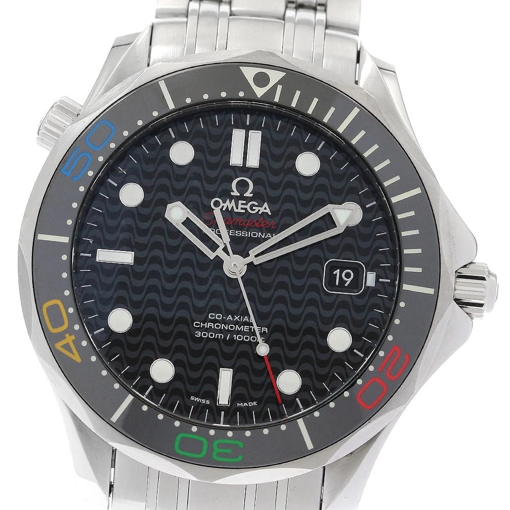 OMEGA SEAMASTER WATCH: OMEGA Seamaster Watch Brand: OMEGA Type: Wristwatch Material: Band Material Stainless Steel, Case Material Stainless Steel Color: Band Color Silver, Dial Color black, Case Color Silver Size: Case