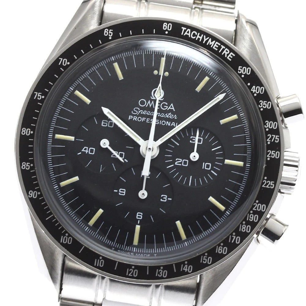 OMEGA SPEEDMASTER WATCH: OMEGA Speedmaster Watch Brand: OMEGA Type: Wristwatch Material: Band Material Stainless Steel, Case Material Stainless Steel Color: Band Color Silver, Dial Color black, Case Color Silver Size: Cas