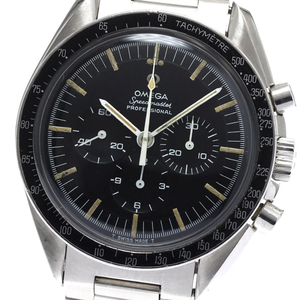 OMEGA SPEEDMASTER BLACK WATCH: OMEGA Speedmaster black Watch Brand: OMEGA Type: Wristwatch Material: Band Material Stainless Steel, Case Material Stainless Steel Color: Band Color Silver, Dial Color black, Case Color Silver 