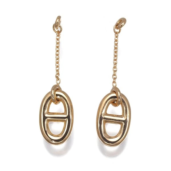 HERMES EARRINGS CHAINE D'ANCRE 18K: HERMES Earrings Chaine d'Ancre 18K Brand: HERMES Type: Earrings Material: 18K / 750 / Rose Gold Color: Gold Size: Design size: 35.0 x 8.8mm Accessories: None Accessories Notice: When purch